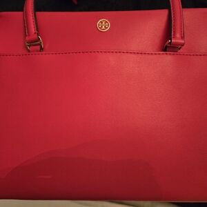 Tory Burch Red Leather Tote Bag